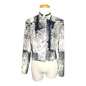 Alberto Makali Moto Jacket with Leather Collar Animal Print Vintage Womens 2